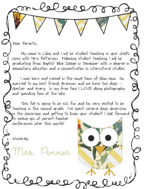 letter to parents from teacher template