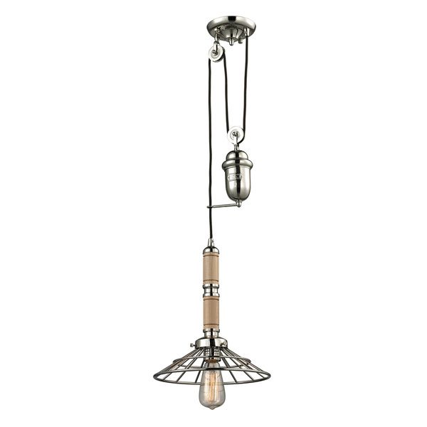 Elk Lighting Spun Wood Polished Nickel Single Light Pull Down Pendant Overstock Shopping Elk Lighting Spun Wood Polished Nickel Single Light Pull Down Pendant Overstock Shopping