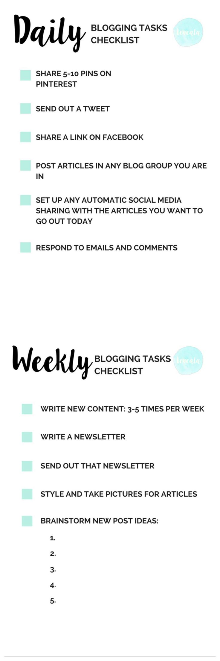 daily tasks checklist