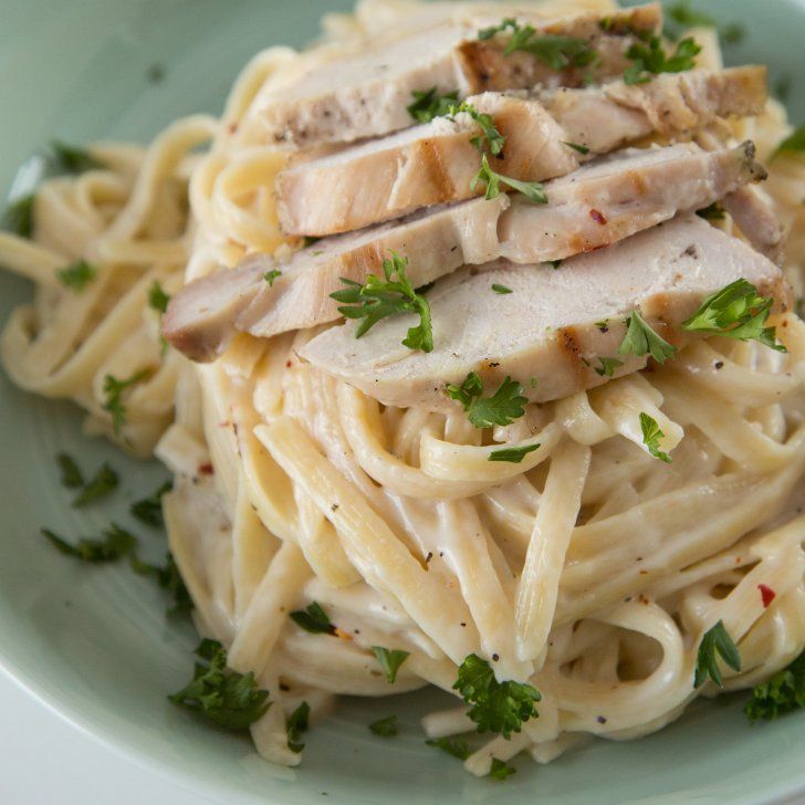 Guilt-Free Creamy Chicken Alfredo | Food network recipes, Popular pasta