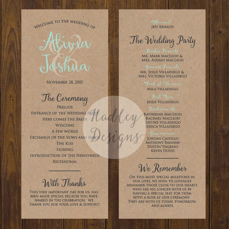 examples of wedding programs