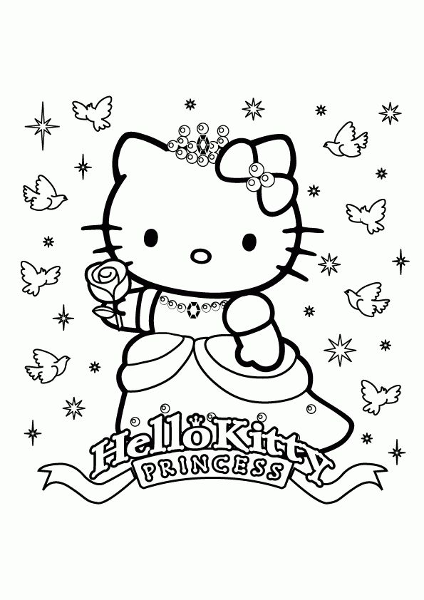 Princess Hello Kitty Coloring Pages Girls Free Online And Printable