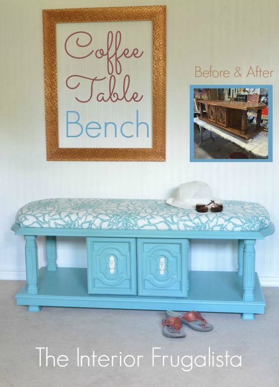 70 S Coffee Table Transformed Into Upholstered Bench Furniture 70 S Coffee Table Transformed Into Upholstered Bench Furniture Makeover Painted