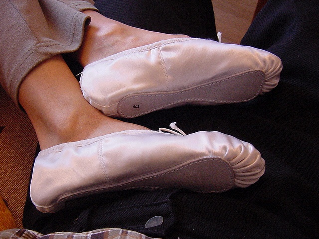 white satin ballet slippers