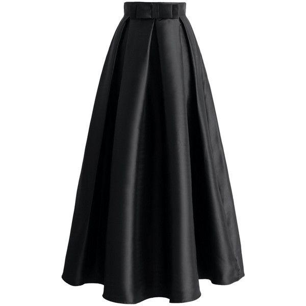 Chicwish Bowknot Pleated Full Maxi Skirt in Black | Full maxi skirt ...