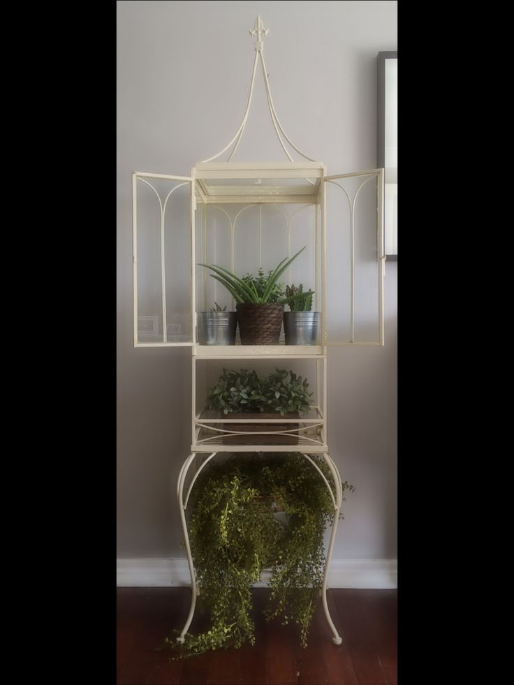 Antique Terrarium, Tall Terrarium, Wardian Case, White Terrarium