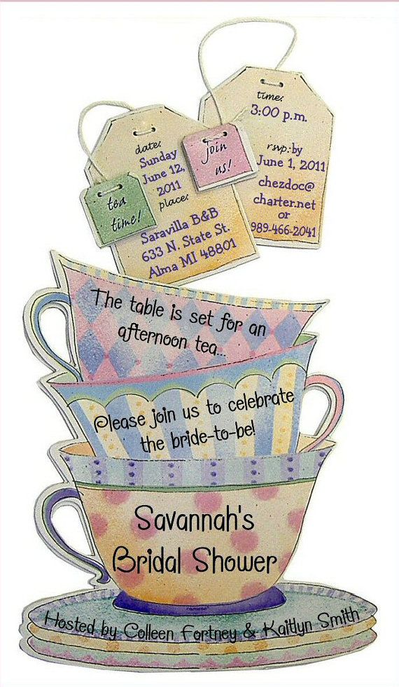 Items Similar To Teacup Invitations 12 Personalized Birthday