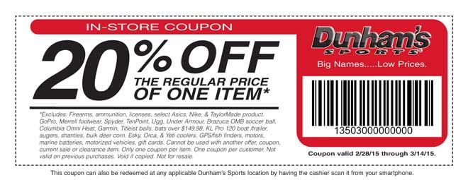 Dunhams coupon 20 off