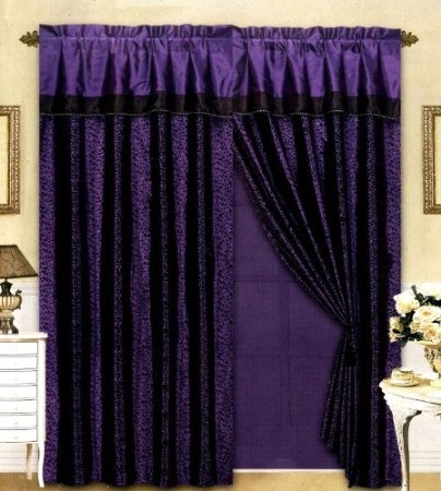 Pin By Danielle Turner On Lisa Purple Curtains Satin Window Satin Curtains, Black And Purple Window Curtains