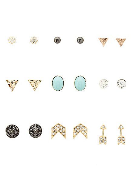 Arrow Chevron Stud Earrings 9 Pack Charlotte Russe Arrow Chevron Stud Earrings 9 Pack Charlotte Russe The Little Things Pinterest And Jewelry