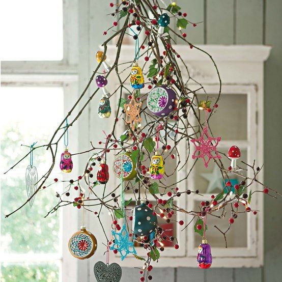 96 best noel images on pinterest christmas crafts christmas like an upside down christmas tree this darling idea adds whimsical holiday fun using one or two branches and a handful of ornaments
