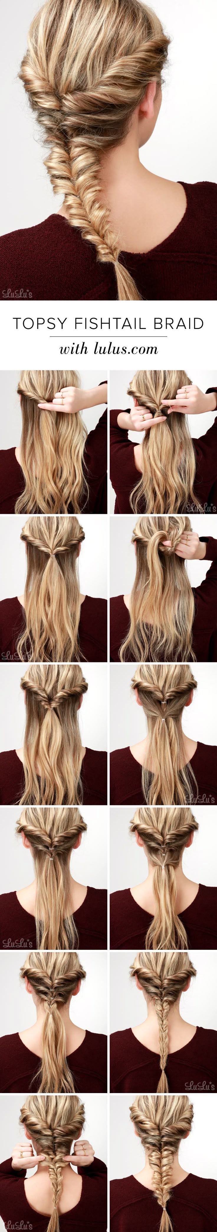Get the SUNO Spring '15 look with LuLus How-To: Topsy Fishtail Braid Tutorial at LuLus.com!