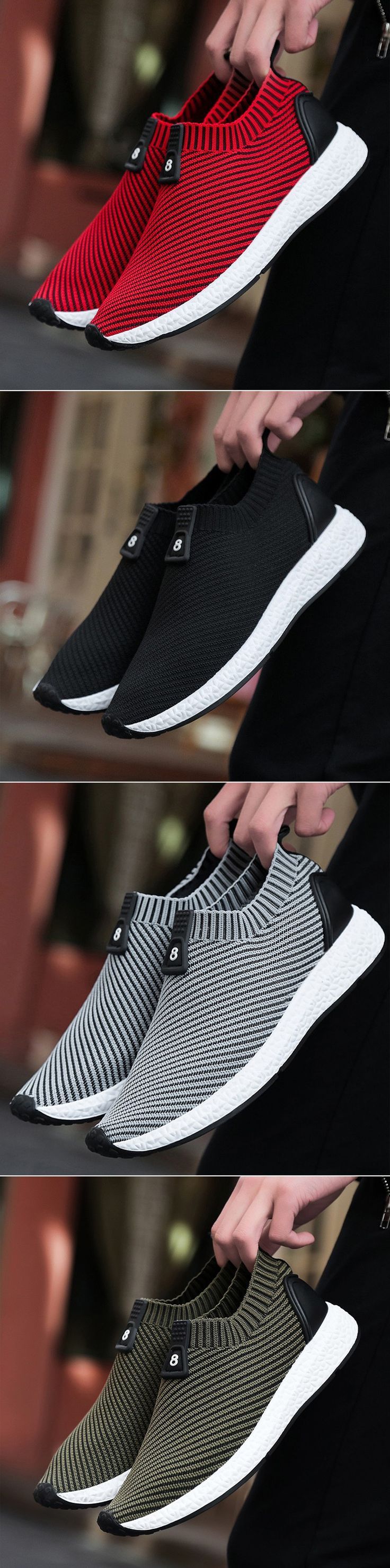 72 best AYAKKABI images on Pinterest Men Knitted Strech Fabric Breathable Non slip Slip Casual Sneakers