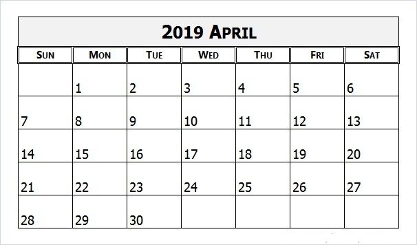 April 2019 Calendar In Pdf Word Excel Printable Template April 2019 Calendar In Pdf Word Excel Printable Template