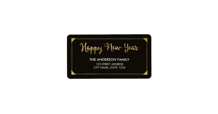 Elegant Frame Faux Gold Happy New Year Address Label | Zazzle.com | Elegant frame, Holiday ...