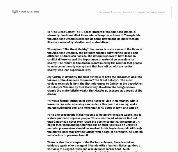 The Great Gatsby American Dream Essay