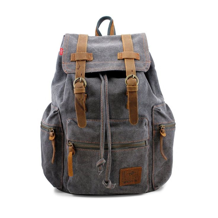 Vintage Leather military Canvas backpack Men's backpack school bags hiking bag Vintage Leather military Canvas backpack Men's backpack school bags hiking bag
