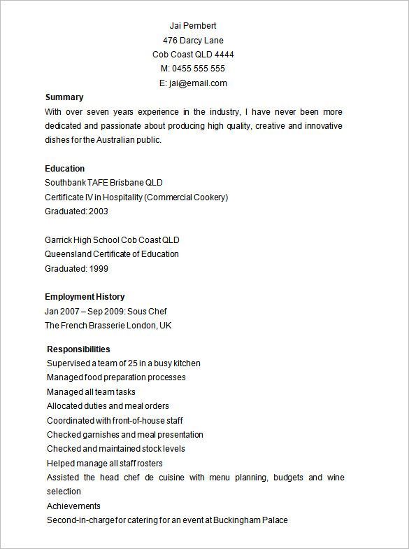 Editable Microsoft Word Chef Resume Template , A Successful Resume Template Open Office for Job Seeker , Resume is an important document that needs to be prepared if you want to apply a job. Resume should be made in a simple and attractive way. A good res...