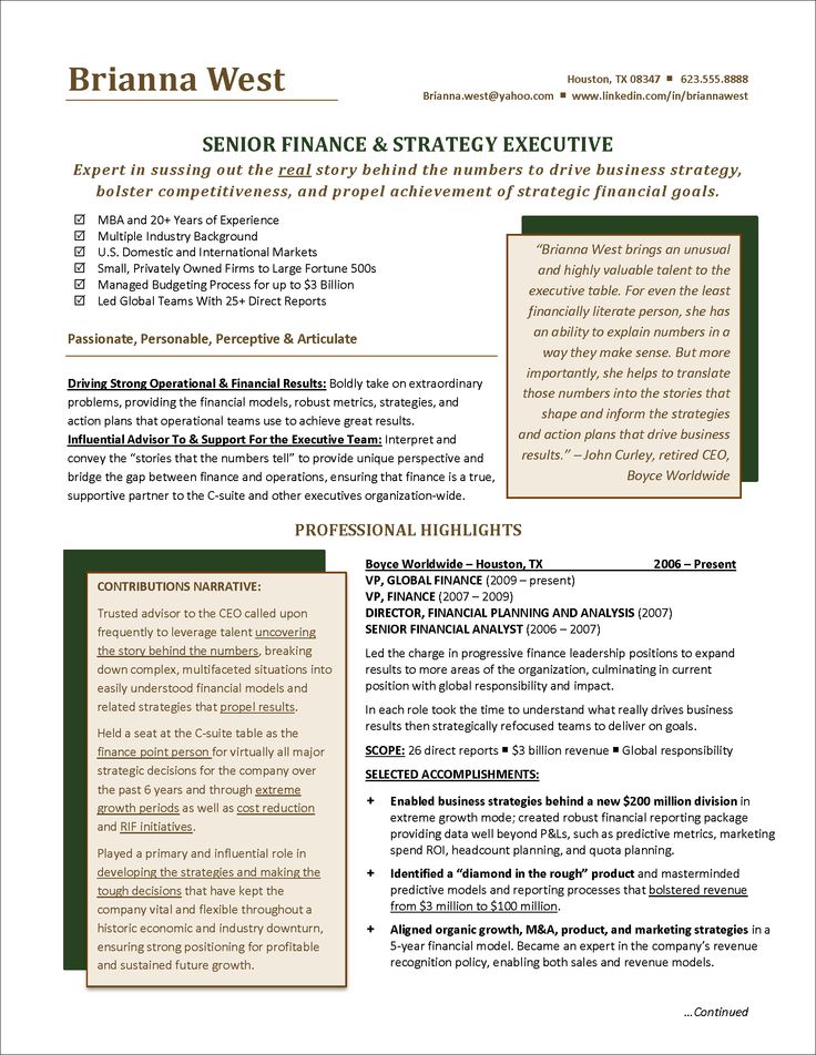 narrative resume samples