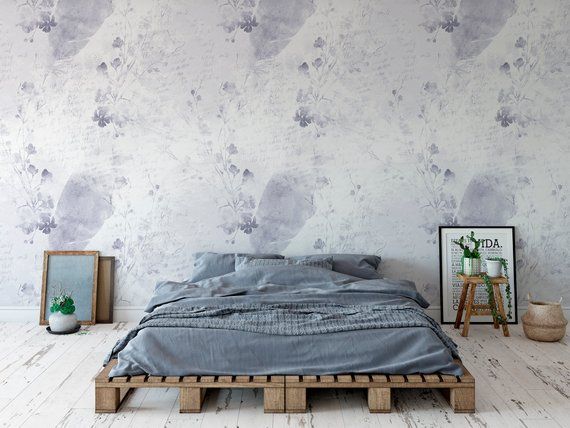 Watercolor Flower Bouquet Wall Mural Boho Removable Etsy Wallpaper Accent Wall Wall Murals Floral Wallpaper