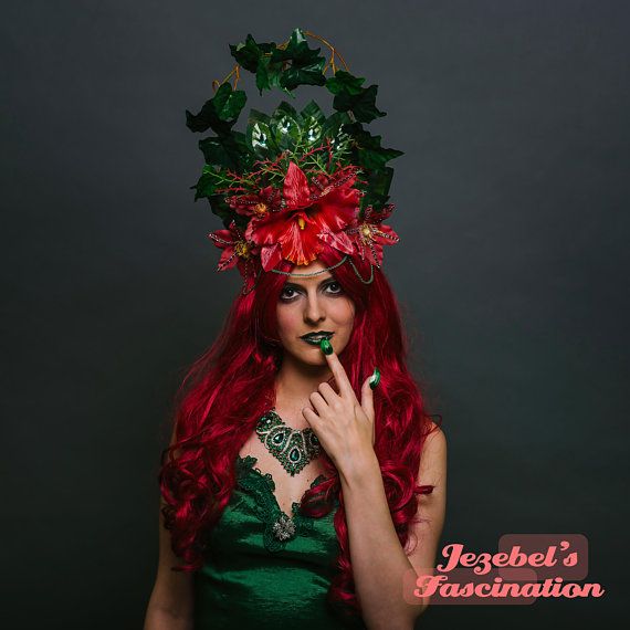Dark Green Rose Headband Flower Crown Rose Crown Poison Ivy Costume Cosplay