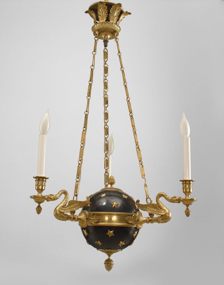 1027 Best Lighting And Furniture Images On Art Deco French Empire Style 20th Cent Ebonized Globe Form Chandelier With Applied Gilt Stars And