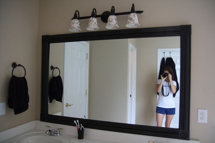 Crafty Again Mirror Frame Diy Bathroom Makeover Crafty Again Mirror Frame Diy, Best Way To Frame A Mirror