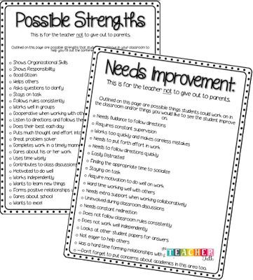 examples of academic strengths and weaknesses