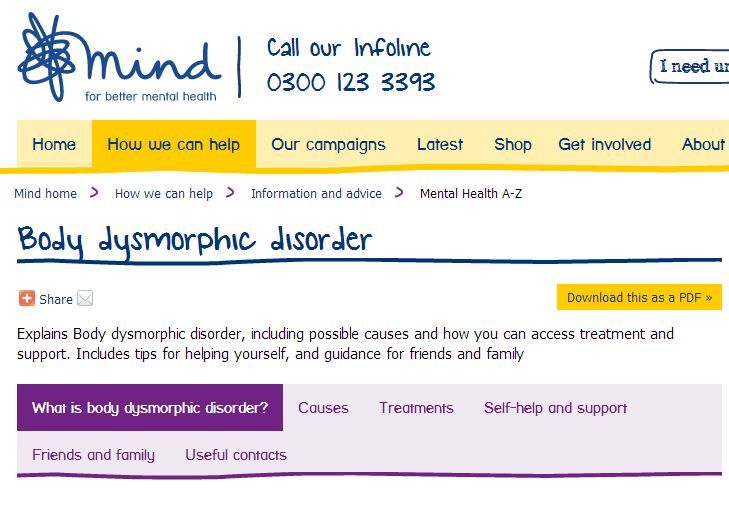 body dysmorphic disorder essays Body dysmorphic disorder is an increasingly recognized somatoform disorder, clinically distinct from obsessive-compulsive disorder, eating disorders, and depression. body dysmorphic disorder essays Body dysmorphic disorder is an increasingly recognized somatoform disorder, clinically distinct from obsessive-compulsive disorder, eating disorders, and depression.