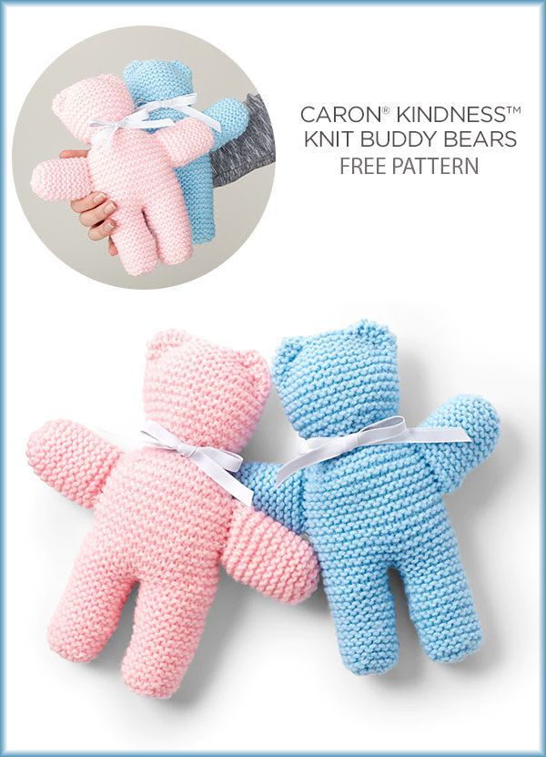 Free Knitting Pattern for One Skein Buddy Bears - Cuddly teddy bears knit in gar...