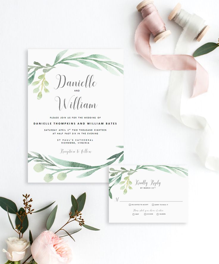 Printable wedding invitation template | Rustic wedding invitations | Greenery wedding invitations | DIY wedding invitations
