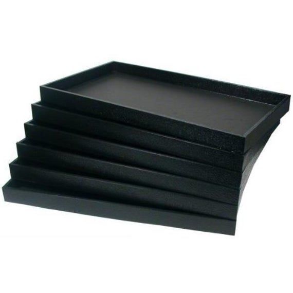 New 3 Black Plastic Full Size Stackable Storage Trays Case Jewellery Display Plastic Jewelry Leather Jewelry