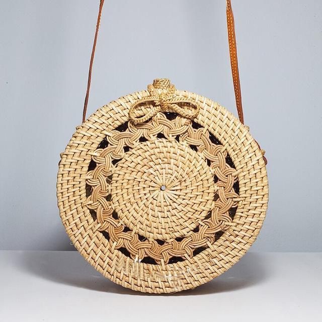 Steli Hollow Out Flower Round Straw Bag Steli Hollow Out Flower Round Straw Bag
