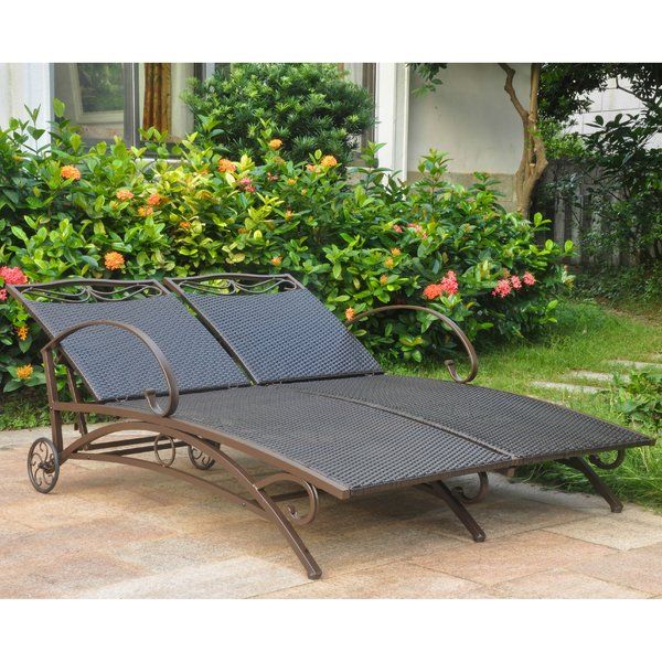 Stapleton Double Reclining Chaise Lounge Patio Wicker Furniture Resin Patio Chaise Lounge, Patio Furniture Chaise Lounge
