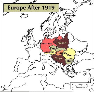 map of europe after treaty of versailles europe gained new nations such as czechoslovakia poland and yugoslavia find this pin and more on world war 1