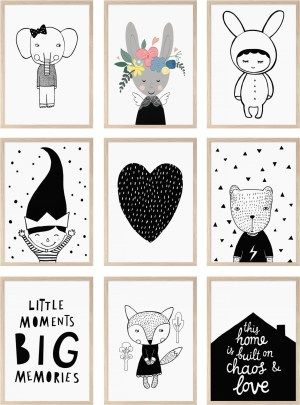 Monochrome posters kids room black and white Monochrome posters kids room black and white