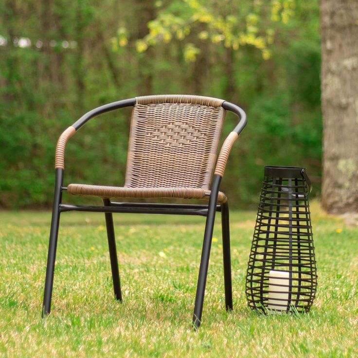 Flash Furniture Medium Brown Rattan Indoor Outdoor Restaurant Stack Chair Side Chairs Dining Modern Arm Patio Stack Chair Flash Furniture, Flash Furniture Rattan Indoor Outdoor Restaurant Stack Chair