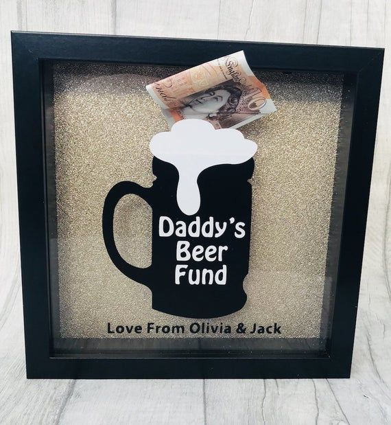 Daddy S Beer Fund Money Box Frame Personalise Etsy Personalised Money Box Money Box Diy Box Frames