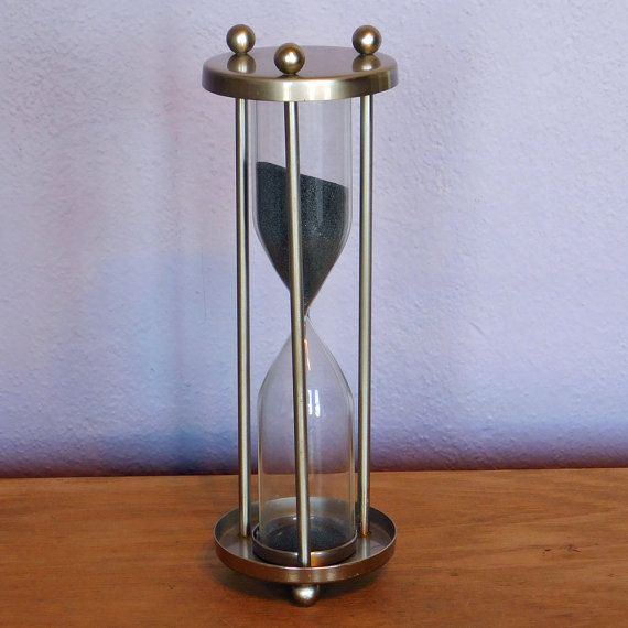 vintage tall thin brushed steel hourglass timer ten minute timer