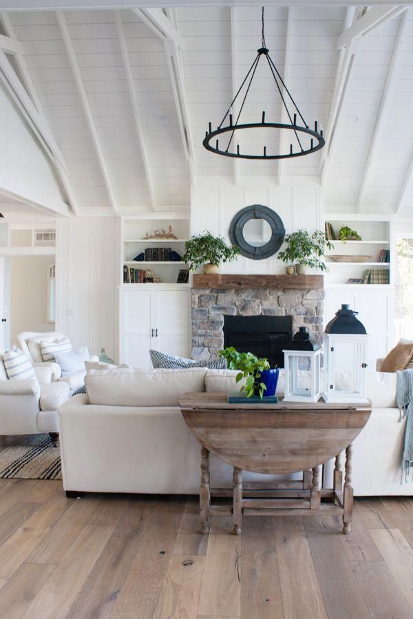 we are really liking the vibe of this rustic, yet modern living room
