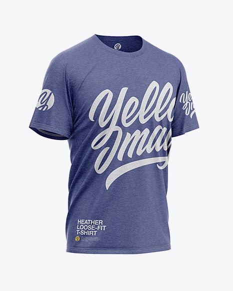 Download Men's Heather Loose Fit T-Shirt - Front Half-Side View in Apparel Mockups on Yellow Images ...