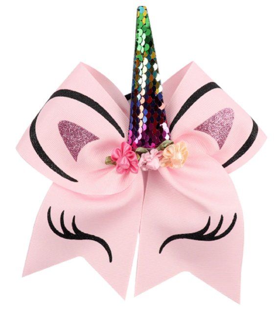 7/" Sequin Hair Bow Girls Kid Women Ribbon Cheer Bow Elastic Band Hair Acessories
