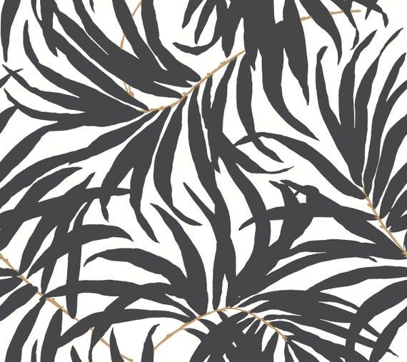 York Bali Tropical Matte Black And White Leaves Peel And Stick Wallpaper Bohemian Metallic Psw1029rl In 2021 Leaf Wallpaper Banana Leaf Wallpaper Stripped Wallpaper