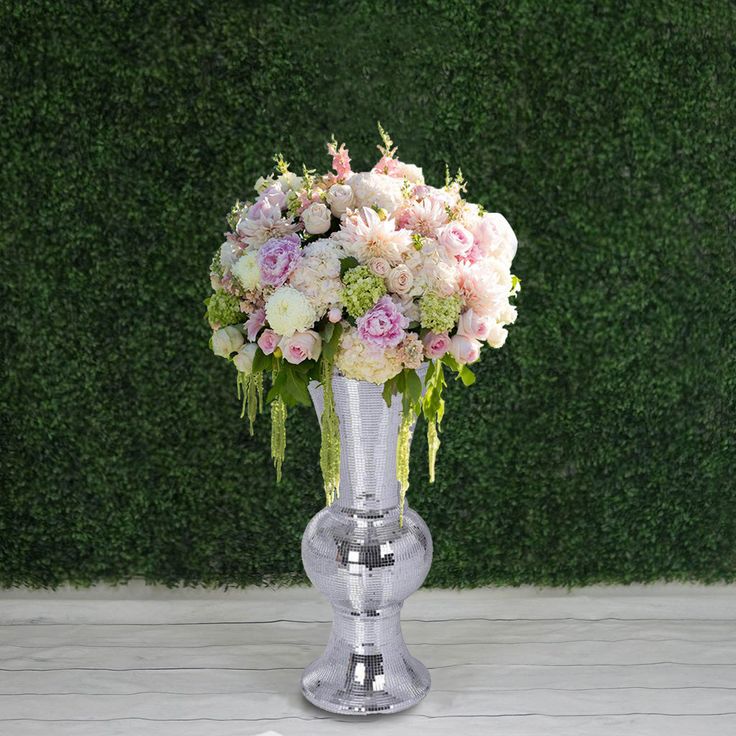 2ft Silver Polystone Mirror Mosaic Pedestal Floor Vase In 2022 Wedding Vases Fl Centerpieces 2ft Silver Polystone Mirror Mosaic, Silver Polystone Mirror Mosaic Trumpet Floor Vase