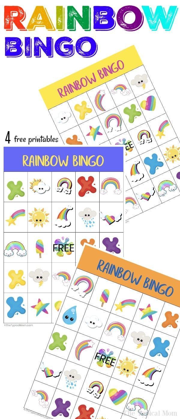 free printable rainbow bingo rainbow party games kids