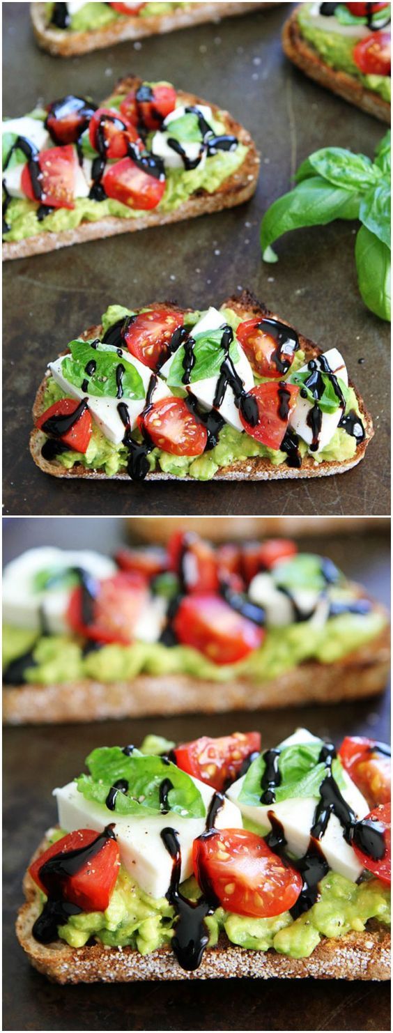 Caprese Avocado Toast Recipe on twopeasandtheirpo... The BEST avocado toast and ...