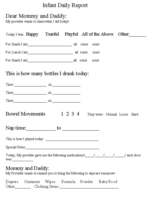 infant daily schedules