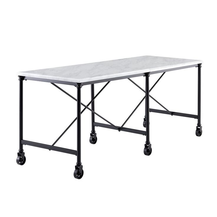 Housman Rolling Prep Table | Marble top kitchen island ...