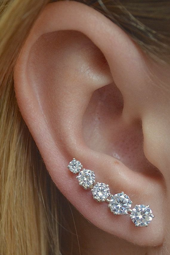 Ooh La Mini Ear Climber Earcuff Cuff Ooh La Mini Ear Climber Earcuff Cuff Wedding Earrings Gift For Her Diamond Climbers Crawlers Pin In 2018