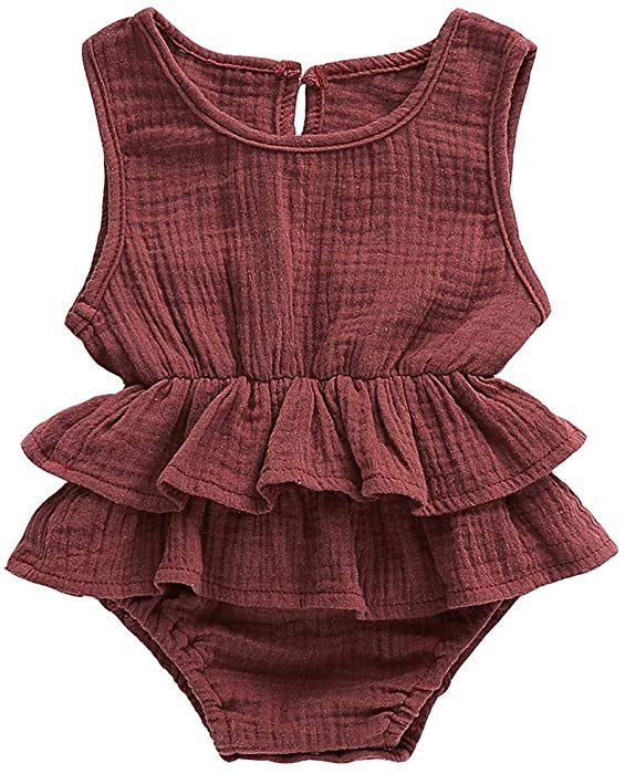 Newborn Baby Kids Girls Ruffle Romper Overalls Jumpsuit Cotton Outfits Clothes